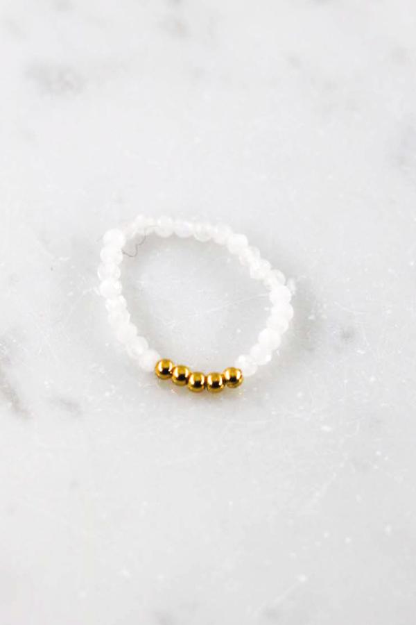 Elastic Ring `Mila` Moon Stone | Golden - Jolly Jungle
