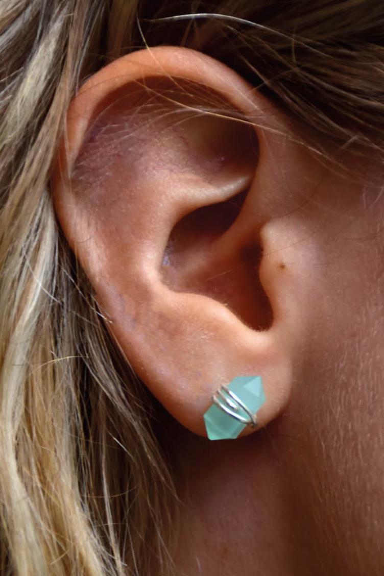 Boucles d`oreilles `Everest` Calcédoine Bleue - Jolly Jungle