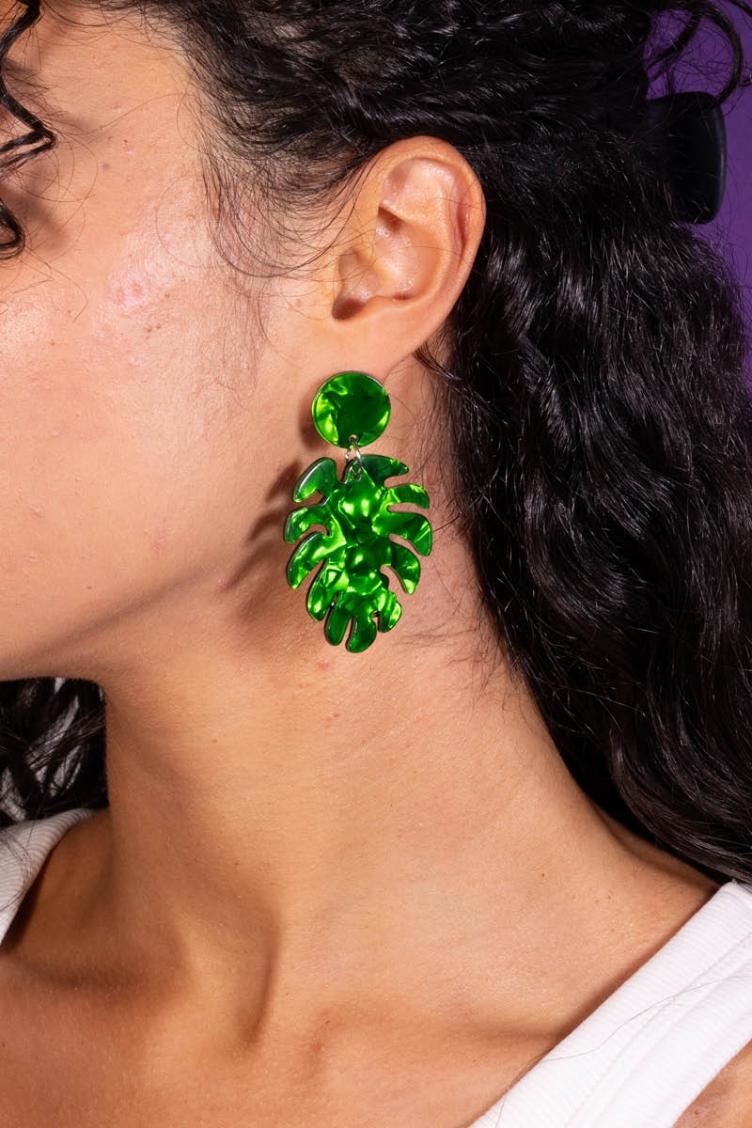 Earrings `Monstera` Vert - Inaoris