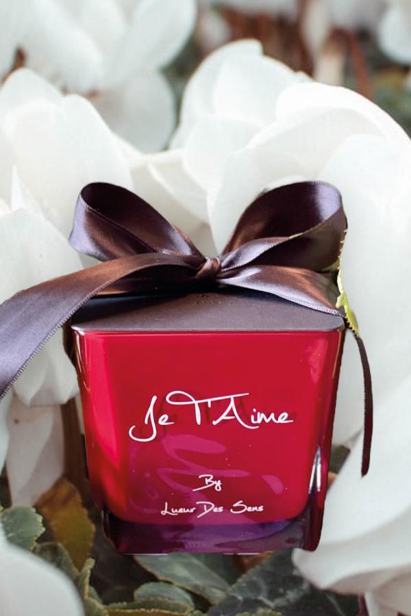 Candle `Cocooning` Squared Red S | Je t`aime - Lueur des Sens