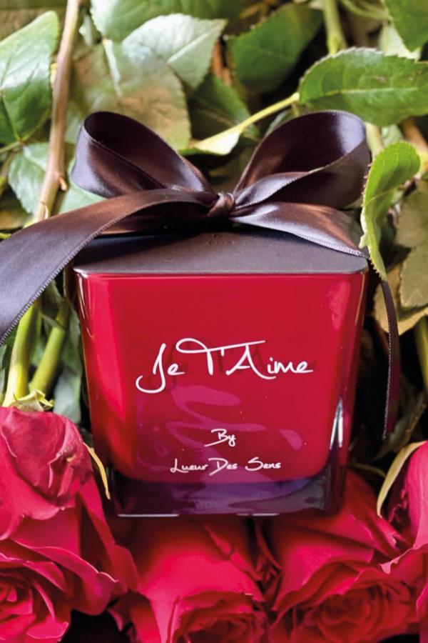 Candle `Fleur de Coton` Squared Red M | Je t`aime - Lueur des Sens