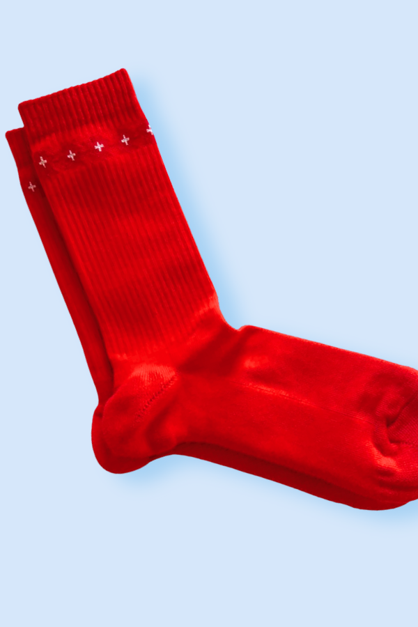 Socks `Red Flowers - Swiss` Red - Pierre-Lou des Alpes