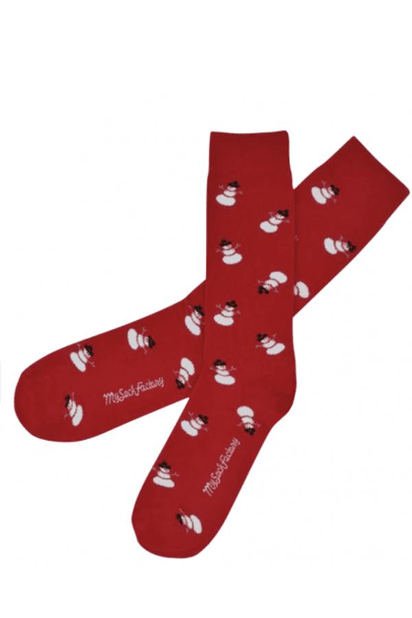 Socks `Snowman` Red - My Socks Factory
