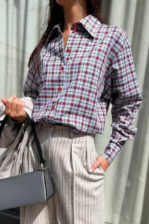 Checkered oversized shirt + belt - Léger