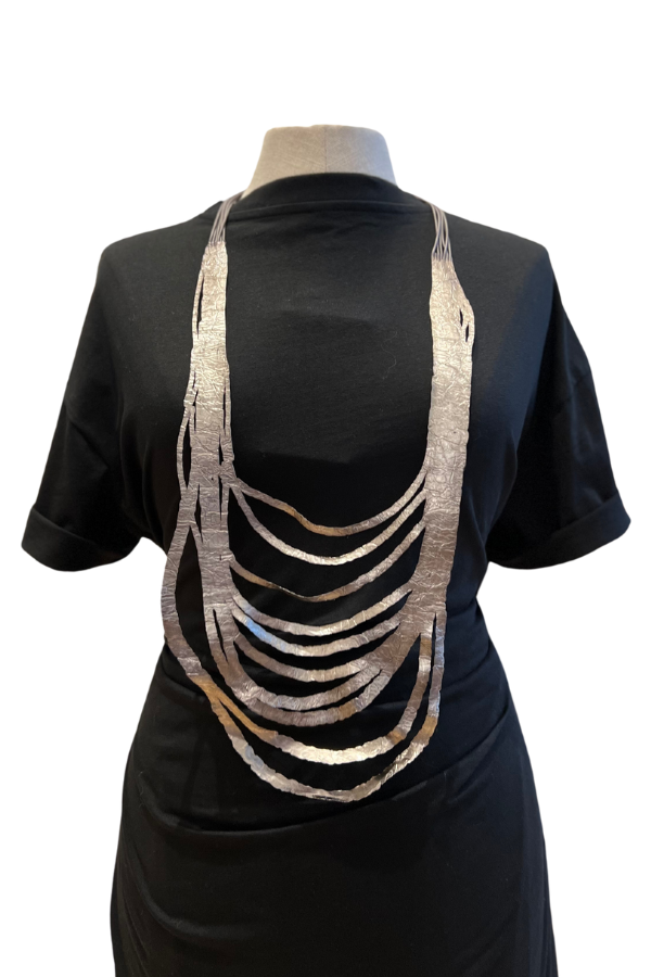 Long Necklace Reversible, Silver | Black - SI Sabato Isabel