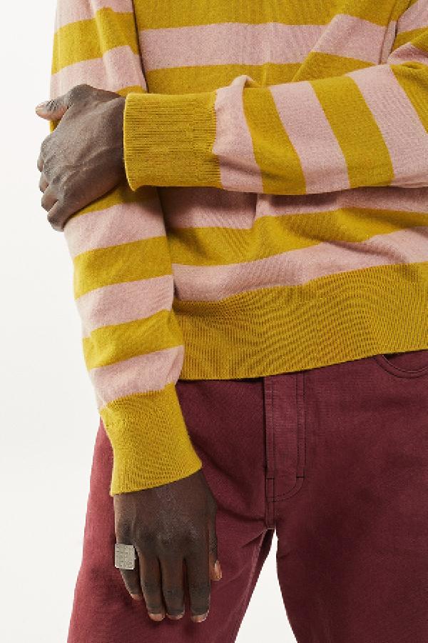 Worldwide Treasures · Round neck Striped recycled Cashmer & Cotton Pullover Pink - Tricot - 2