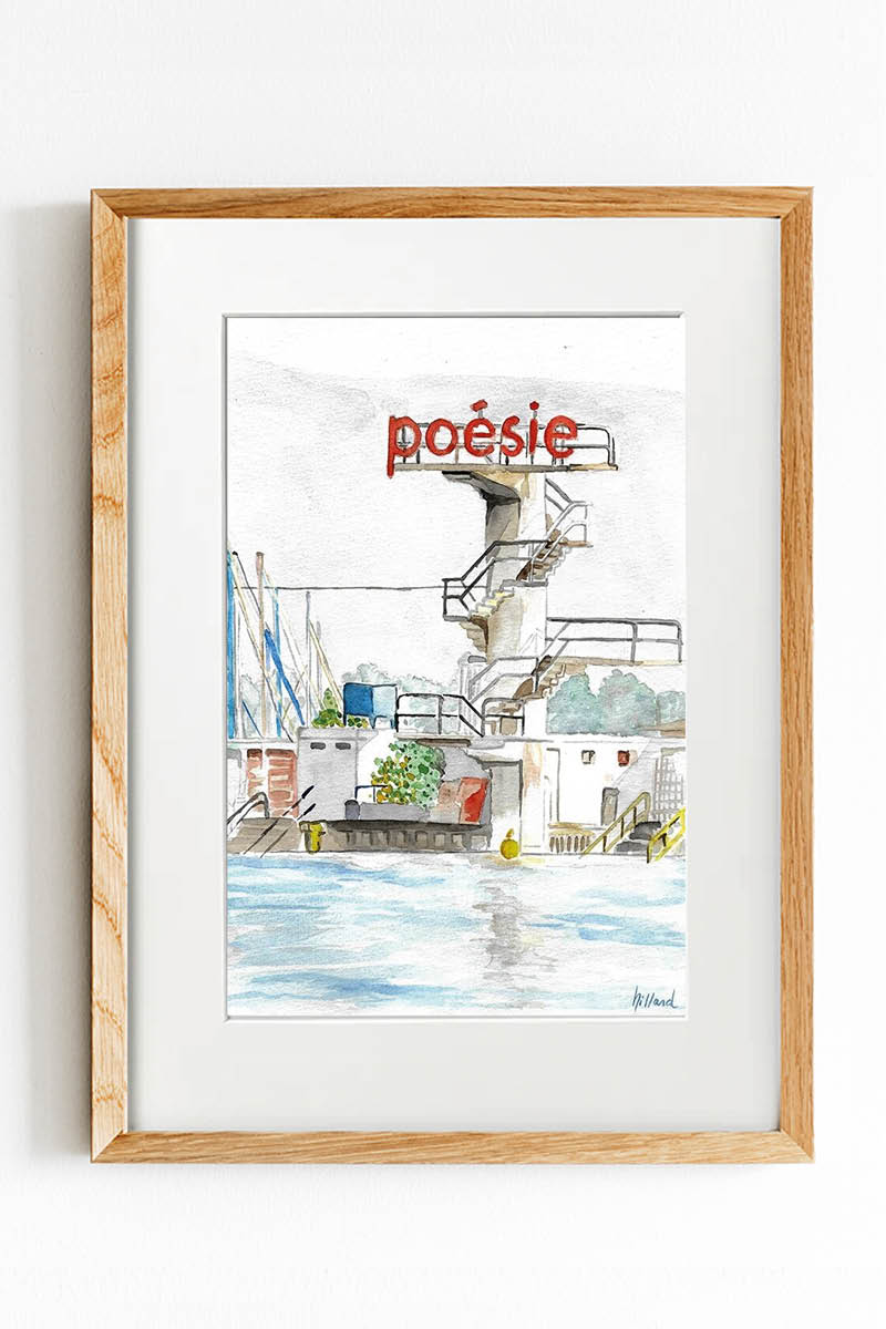 Framed Printed illustration `Pâquis - Poésie` Wood Frame 40x50cm - Anne-Sophie Villard