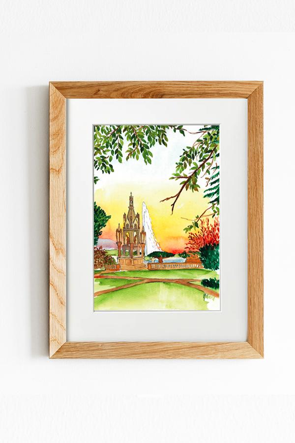 Framed Printed illustration `View Cottage Brunswick` Wood Frame - Anne-Sophie Villard