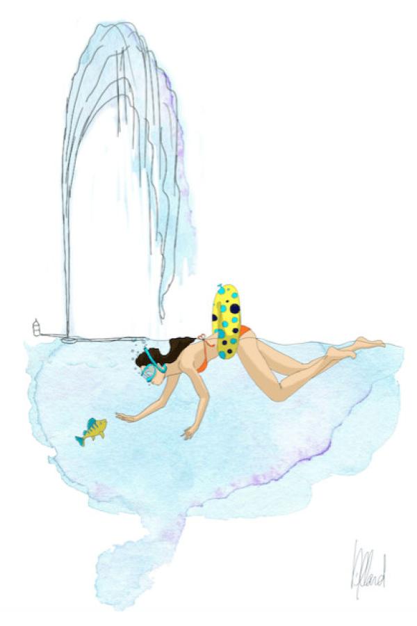 Printed illustration `Plongeuse Jet D`eau` - Anne-Sophie Villard