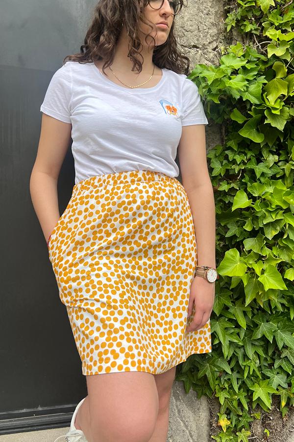 Skirt `Inès` Orange Pois - U/C by Eliran Ashraf