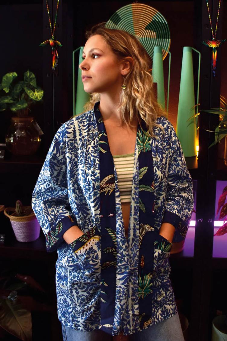 Kimono Short `Fleur` Blue - Jolly Jungle