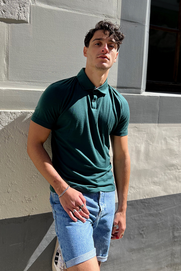 Polo Unisex, Green, Slim Fit -Links