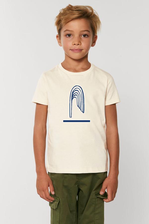 T-shirt Enfants, 3 à 14 ans `Jet d`eau` Natural | Bleu - Atelier Siblings - 0