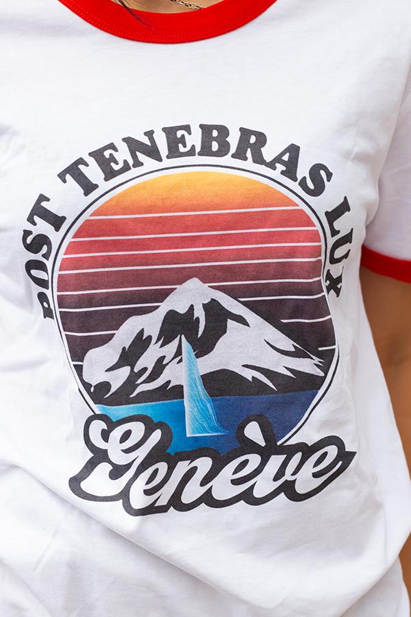 T-Shirt `Genève Vintage Style` Blanc/Rouge - U/C by Eliran Ashraf - 9