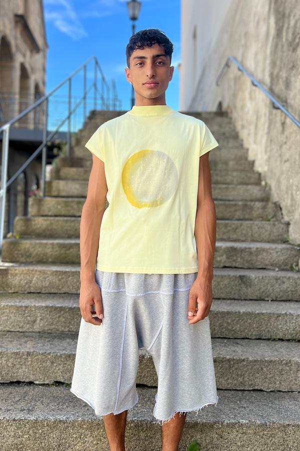 T-shirt Handmade `New Moon` Jaune citron - U/C by Eliran Ashraf