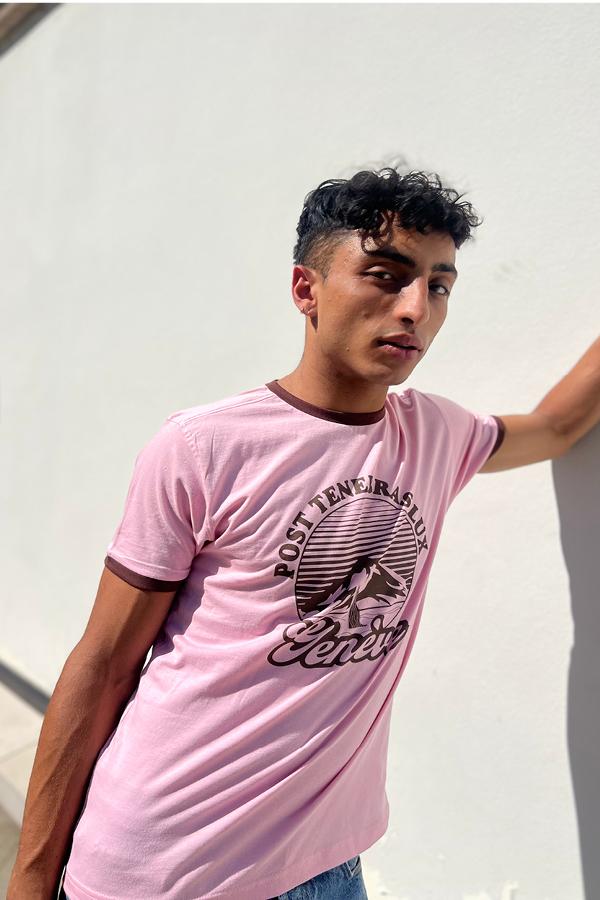 T-Shirt Vintage Style `Post Tenebras Lux` Pink | Brown - U/C by Eliran Ashraf - 2