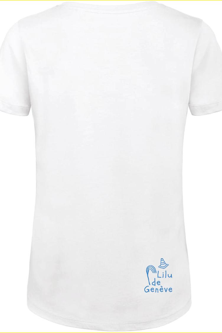 T-shirt Women `Lilu de Genève` Blanc - BLK & YLW - 1